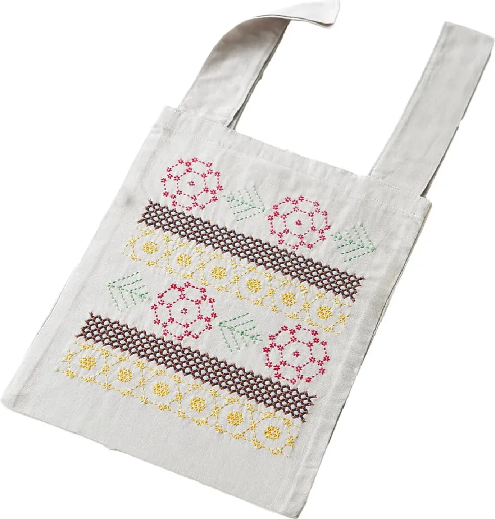 Kit Broderie Japonaise Sashiko pour Sac à Main Imprimé Olympus