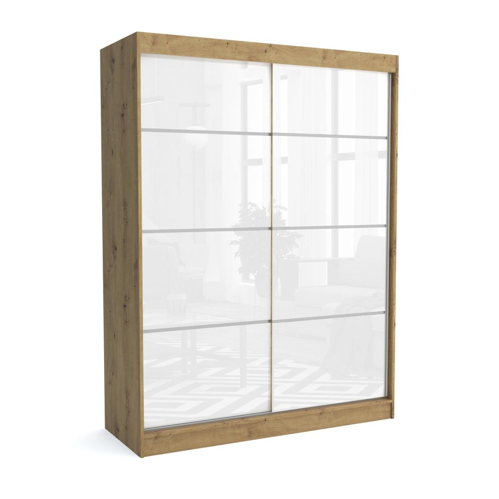 Kleiderschrank JULY ARTISAN 160 cm – Schiebetüren, Kleiderstange & Regalböden – Moderner Schrank für Schlafzimmer & Gästezimmer