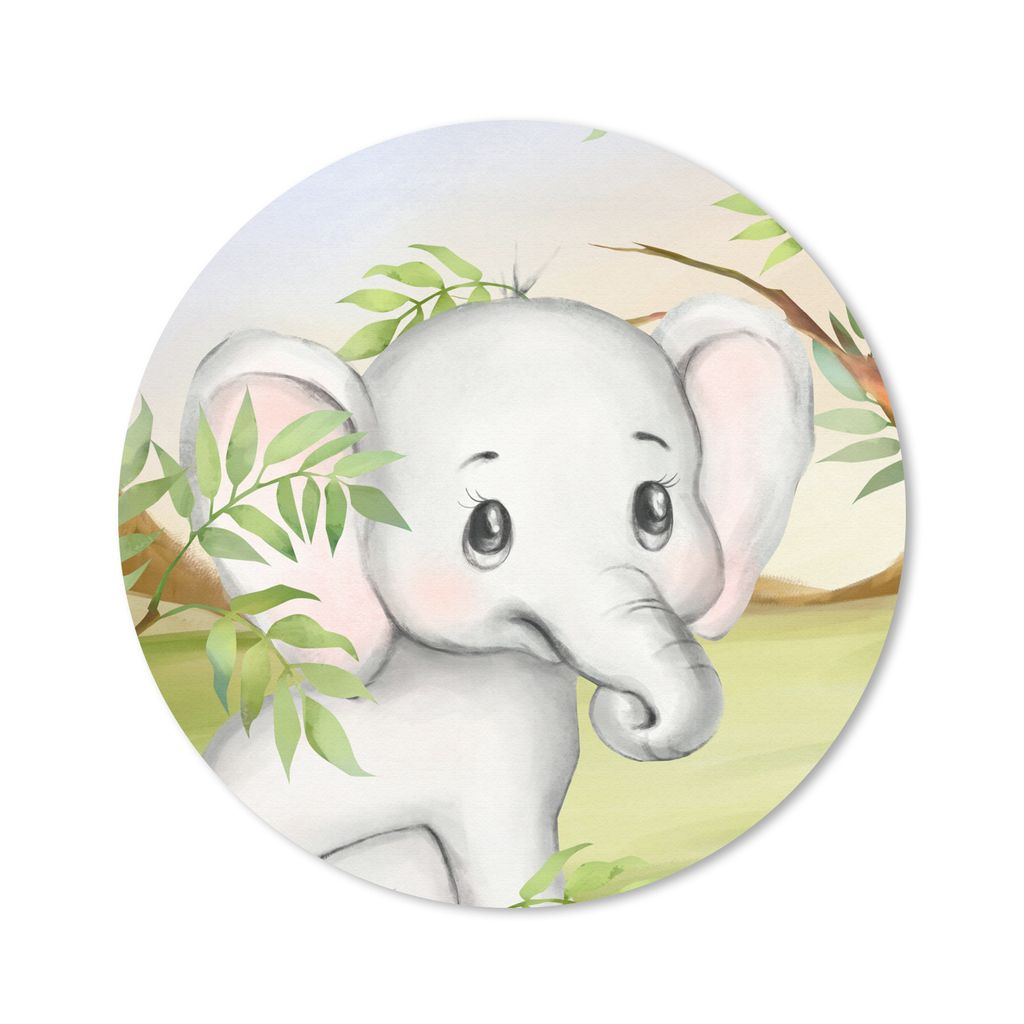 MuchoWow Mauspad Mousepad Elefant - Dschungel - Blätter 40x40 cm - Mousepads - Maus Mat - Pad - Mausunterlage - Schreibtisch Accessoires