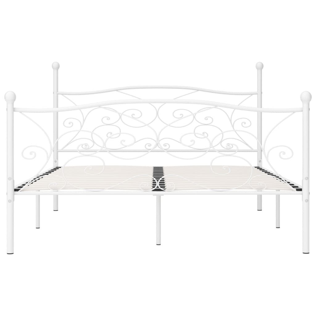 "im Sonderangebot"Bettgestell - CLORIS - Doppelbett - Robust und langlebig - mit Lattenrost Weiß Metall 200 × 200 cm - Einfache Montage - - DEMö...