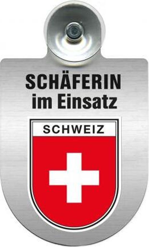 Einsatzschild Windschutzscheibe incl. Saugnapf - Schäferin im Einsatz - 309459 - incl. Regionen nach Wahl Color - Region Schweiz