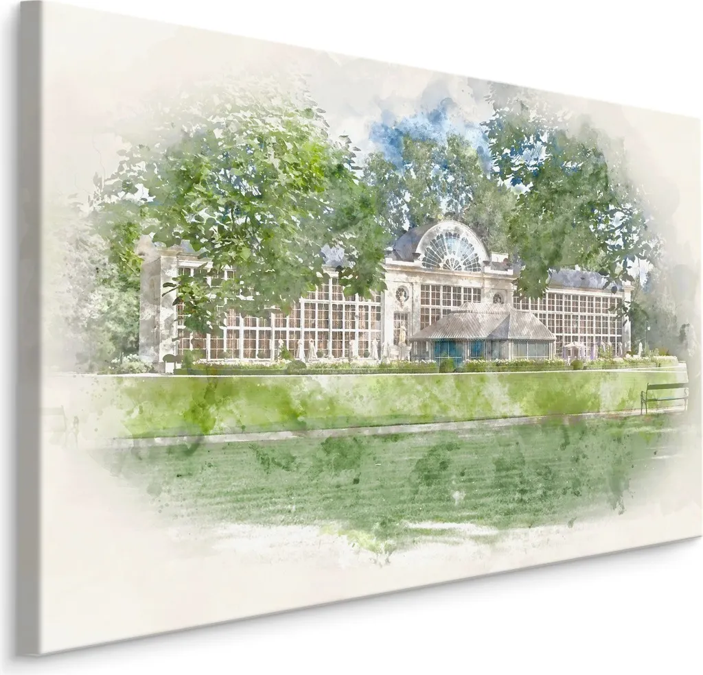 Quadro su Tela Alberi Verdi e Palazzo | Atmosfera Relax per Casa 90x60