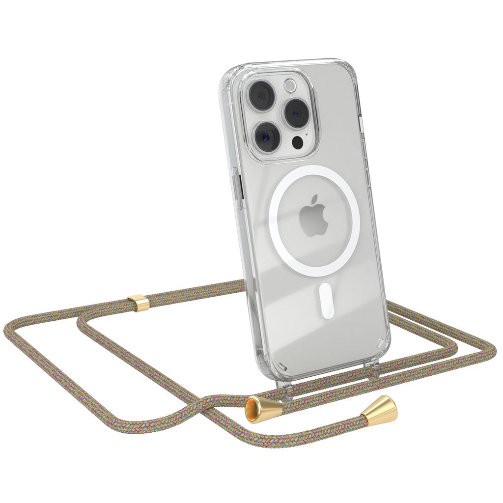 EAZY CASE - Handykette kompatibel mit Apple iPhone 15 Pro Kette zum Umhängen Stoßfest Handyhülle für Apple iPhone 15 Pro Silikon Hülle mit Ban...