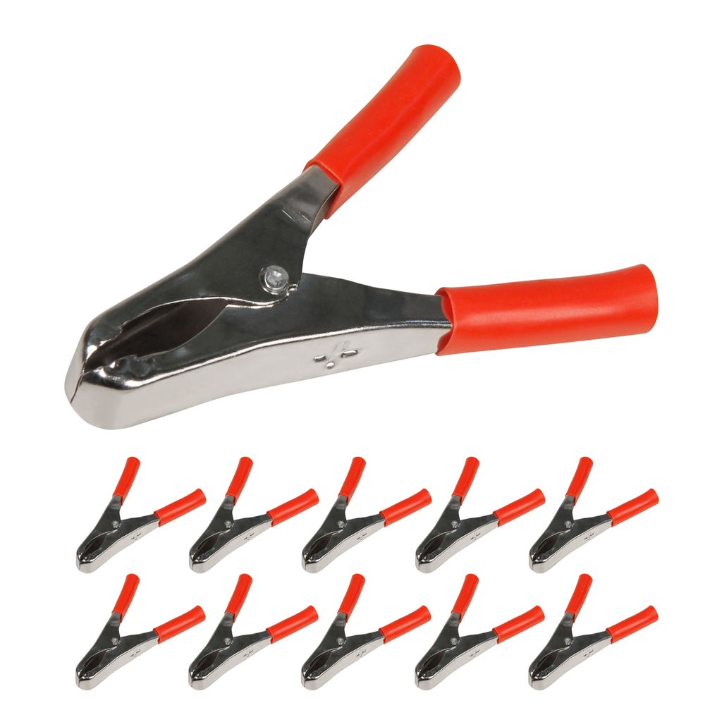10x Krokodilklemmen 20A Rot 82mm isoliert Prüfklemmen Kroko Batterieklemmen