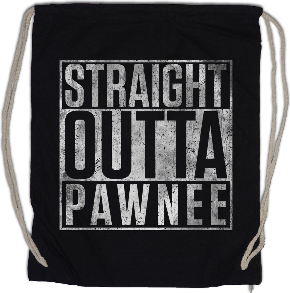 Urban Backwoods Straight Outta Pawnee, Turnbeutel, Farbe: Schwarz