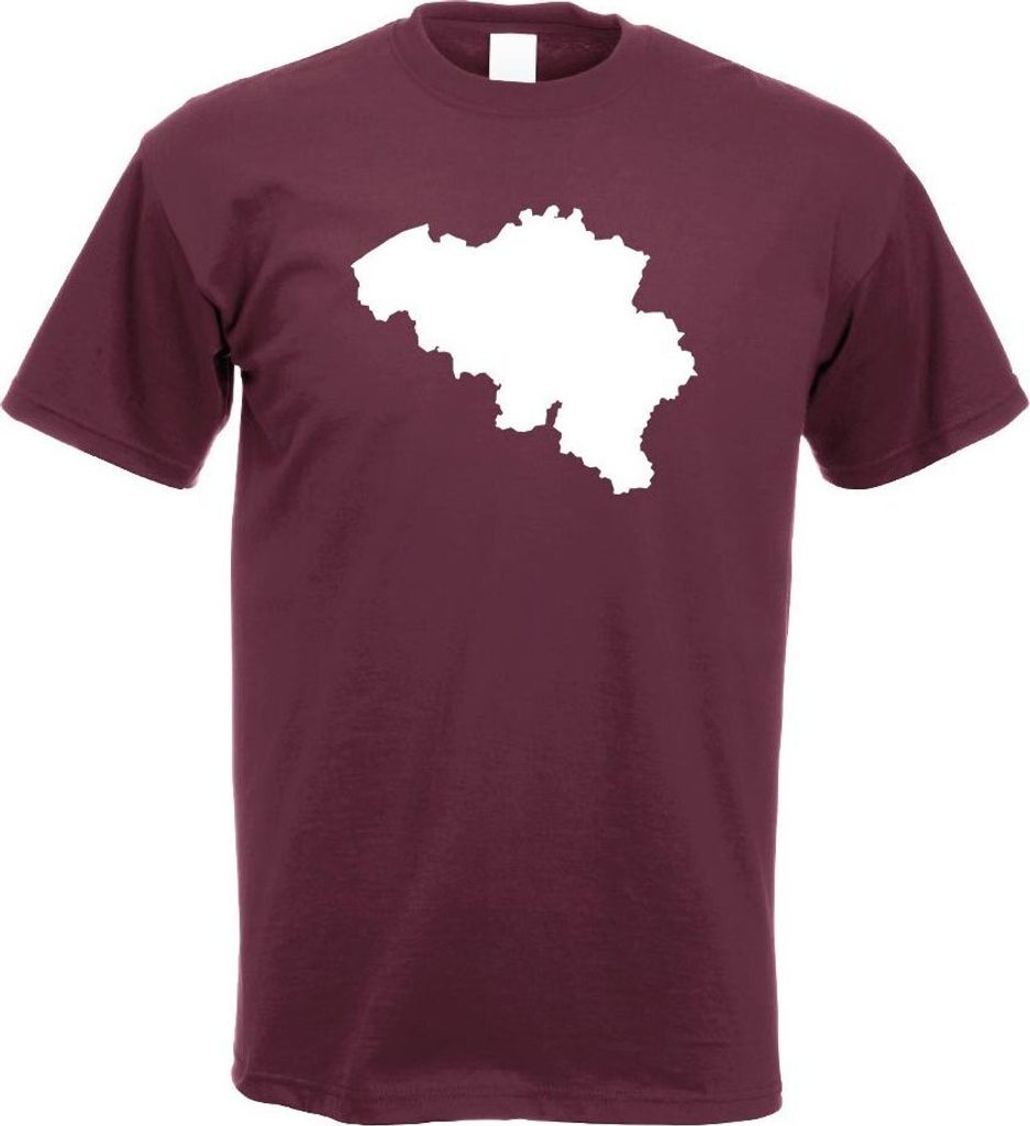 Kiwistar - T-Shirt - Burgund - Belgien Umriss Kontur Herren Funshirt Bedruckt Design Sprüche Spruch Motive - mit Motiv Bedruckt - Funshirt Design ...