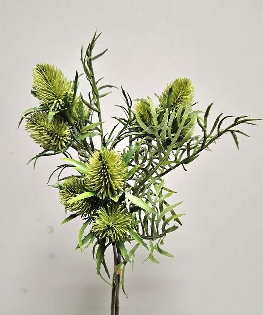 artplants.de Künstlicher Edeldistel Bund SEKLINA, grün, 35cm - Kunst Distelstrauß