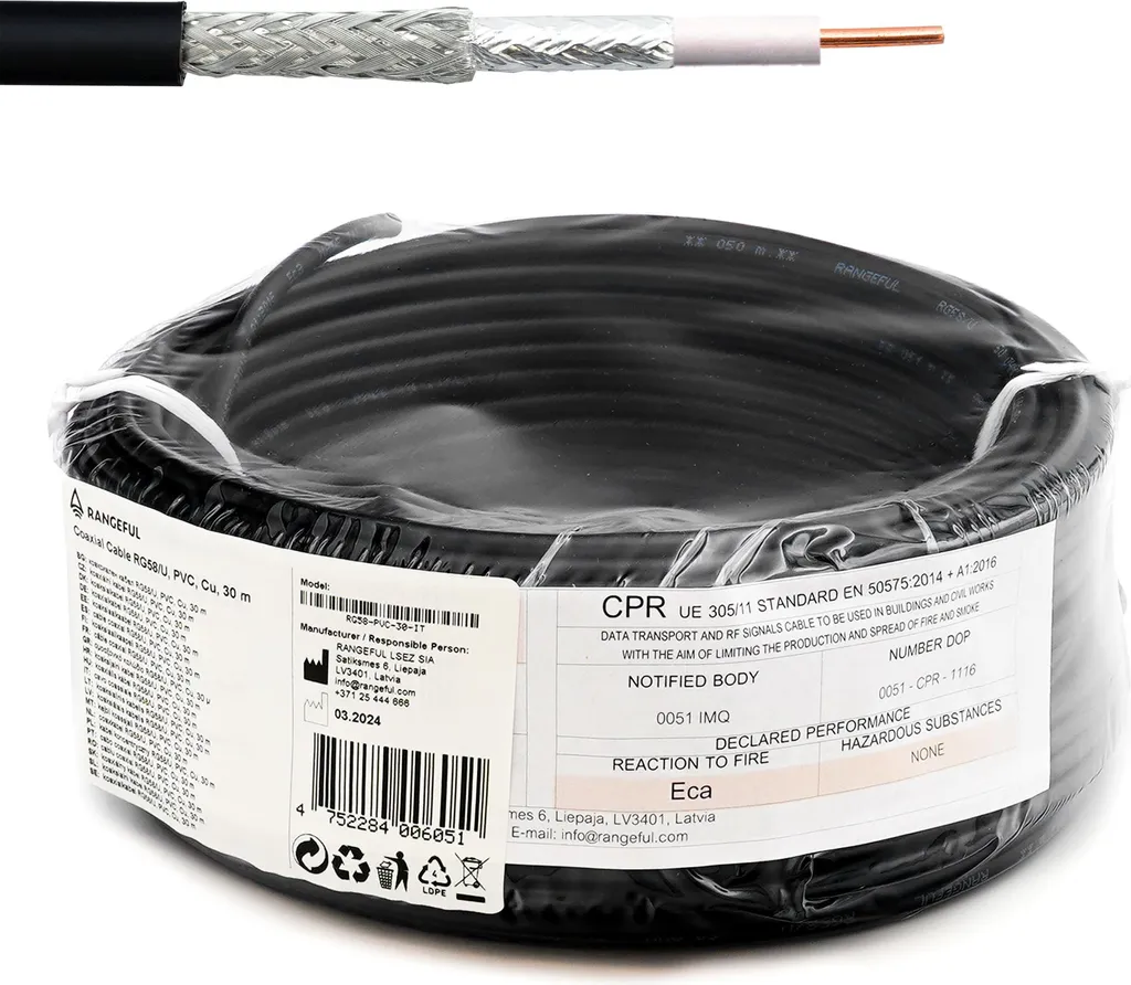 RG58U 30m Cavo Coassiale 50 Ohm Bassa Perdita | Qualità Radioamatori