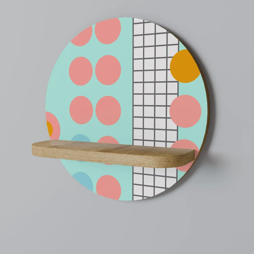Étagère ronde RETRO GRID de rangement mural circulaire style industriel