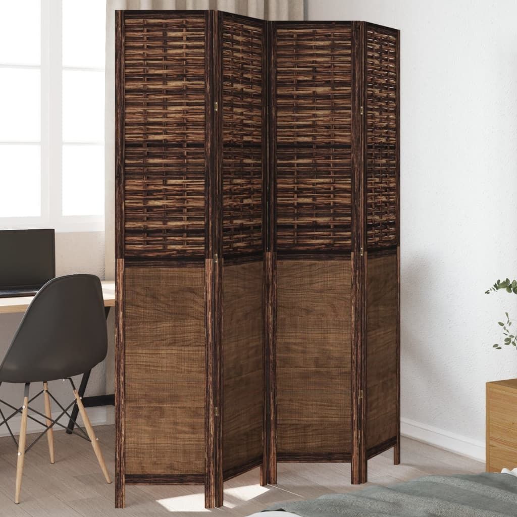 Design 4-tlg. Raumteiler Dunkelbraun Massivholz Paulownia, Produktbild 