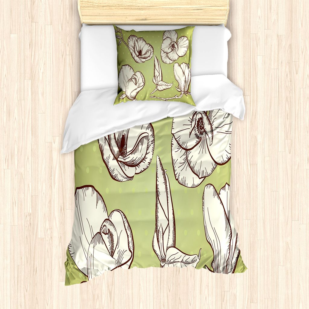 ABAKUHAUS Magnolie Bettbezug Set für Einzelbetten, Polka punktierte Muster, Milbensicher Allergiker geeignet mit Kissenbezug, 135 cm x 200 cm - 80...