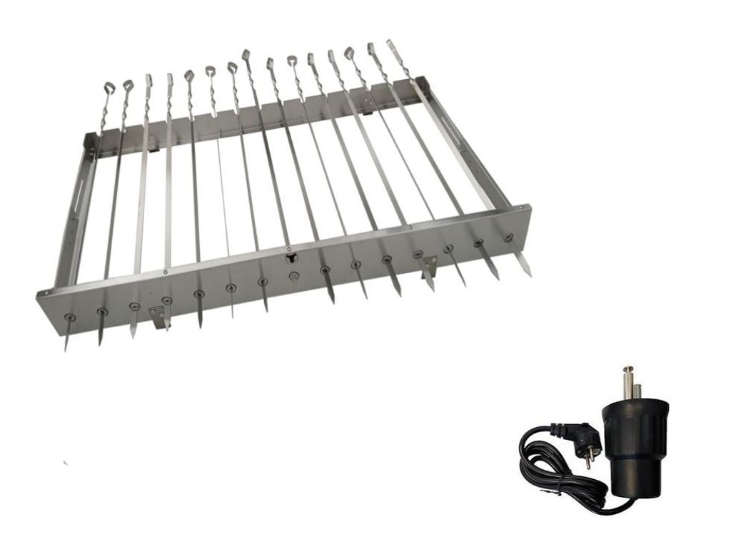 walexo Spießdreher (universell), incl. 15 Edelstahlspieße mit E-Motor 230V/50H/4W