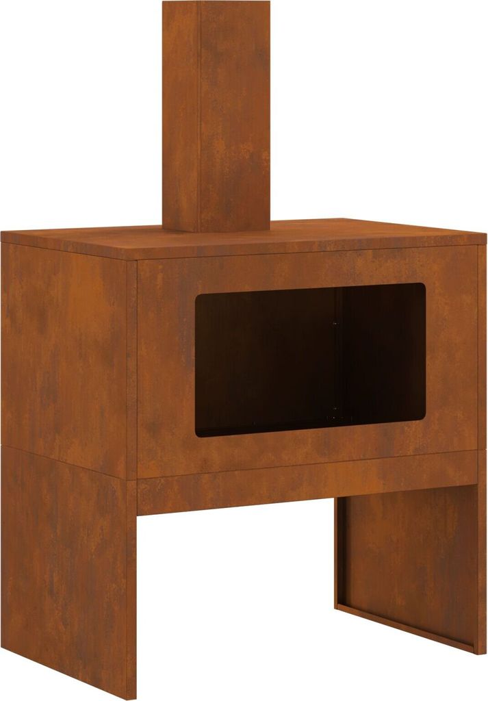 Möbel Feuerstelle mit Rauchabzug 60x40x96 cm Cortenstahl - Feuerkörbe & -schalen 858935