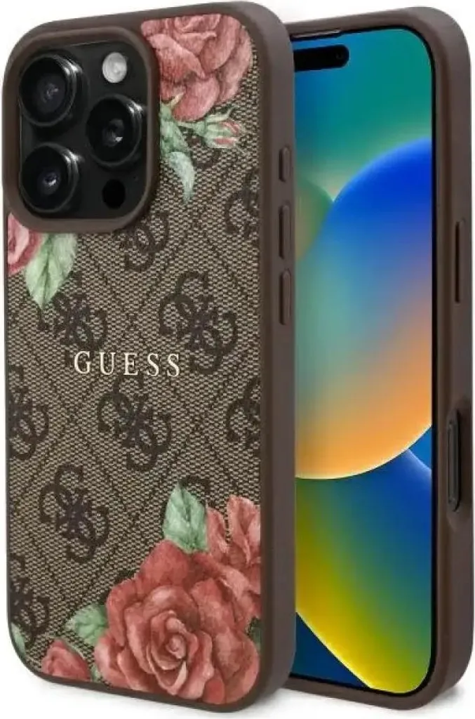 Guess iPhone 16 Pro Cover Marrone MagSafe: Fiori e Stile 4G