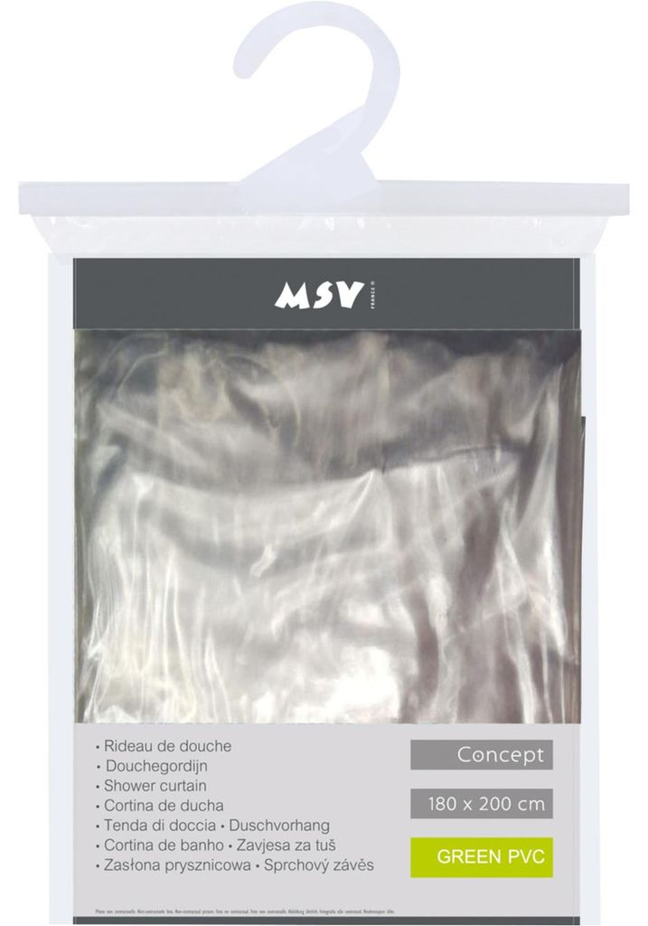 MSV Duschvorhang mit Ringen - transparent - PVC - 180 x 200 Produktbild 