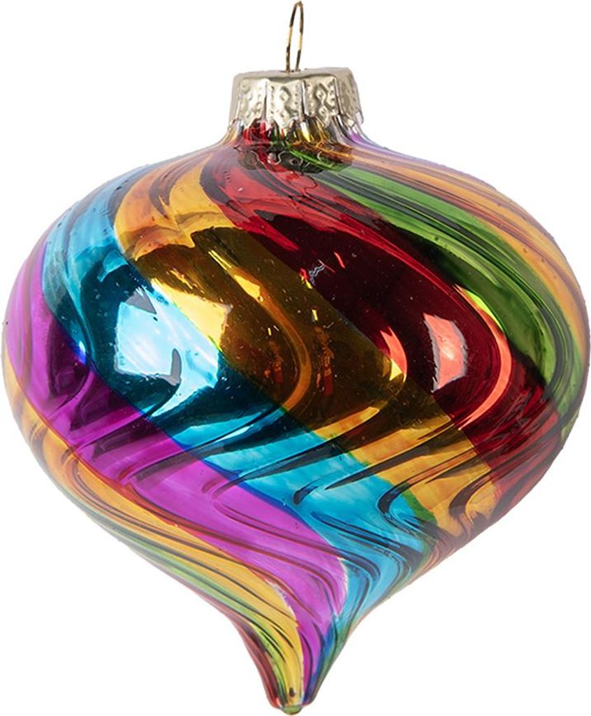 Clayre & Eef Weihnachtskugel Ø 8x8 cm Mehrfarbig Glas