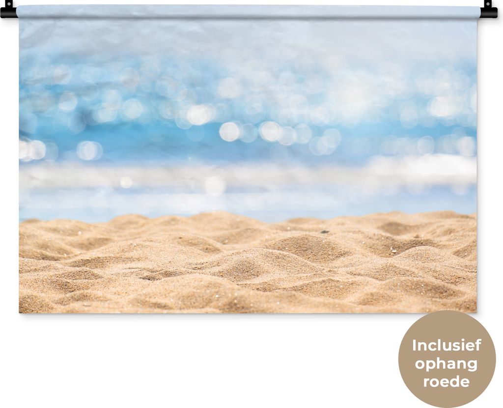 MuchoWow Wandteppich Wandbehang Strand - Meer - Sand 90x60 cm Tapisserie Dekoration Wandtuch - Wandskulpturen - Bildteppich