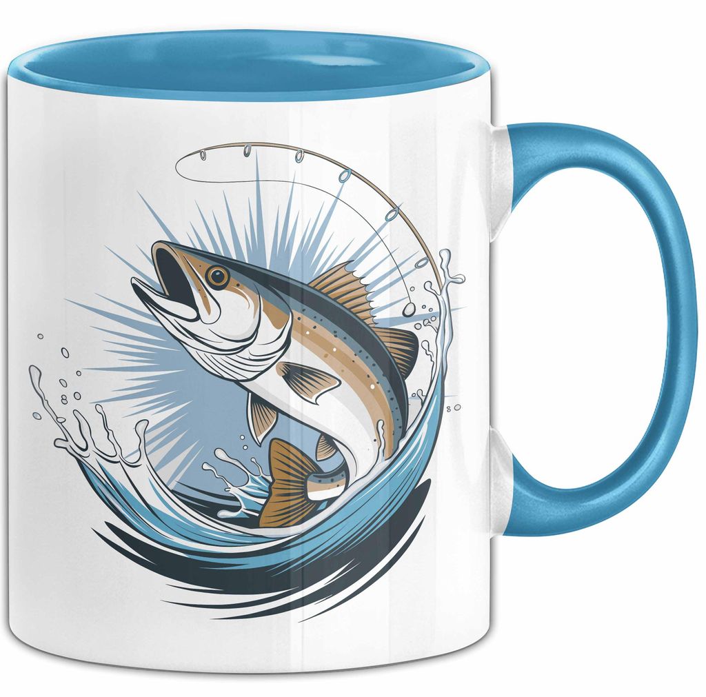 Angler Tasse Geschenkidee für Angelbegeisterte (Blau)