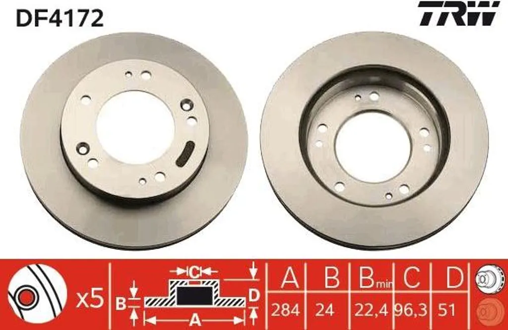 Disque de frein de sécurité TRW DF4172 adapté pour Sportage essence