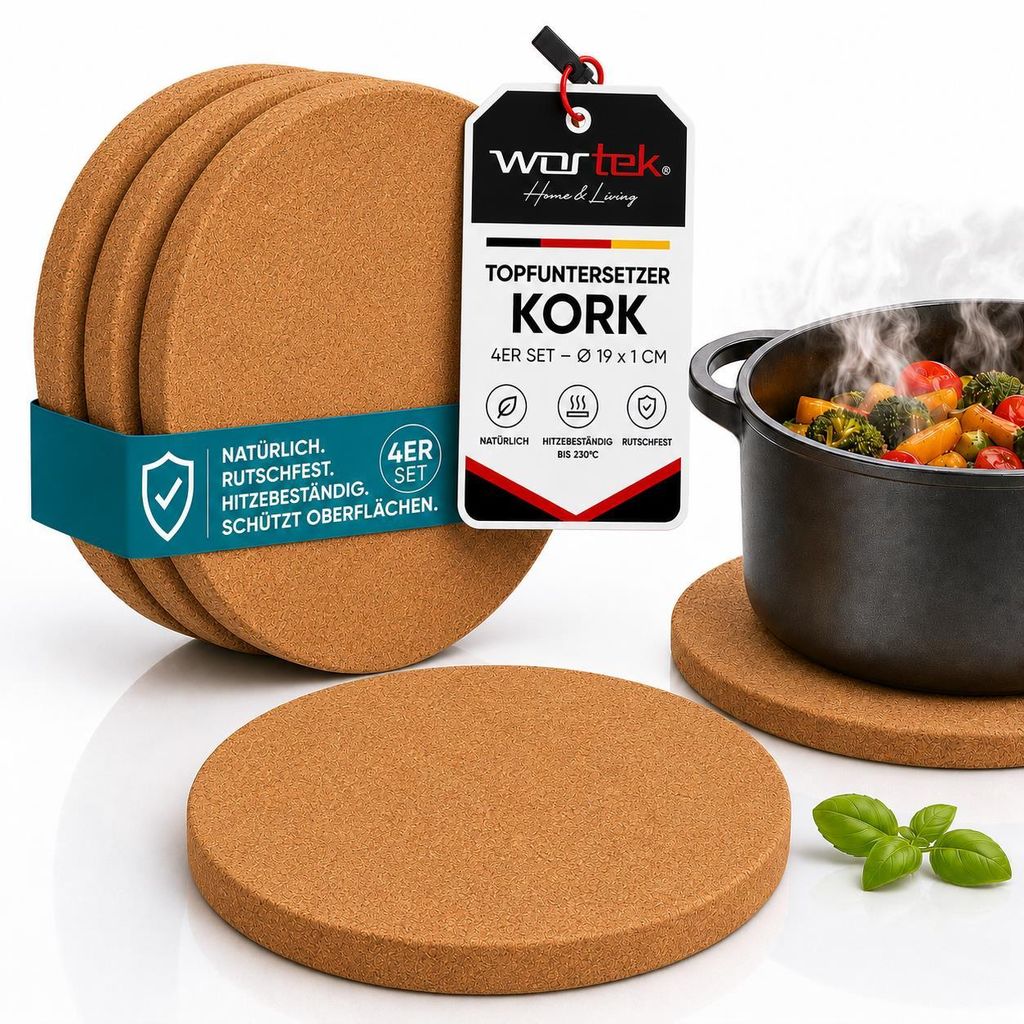 wortek runde Kork Untersetzer/ Unterlage – Topfuntersetzer Produktbild 