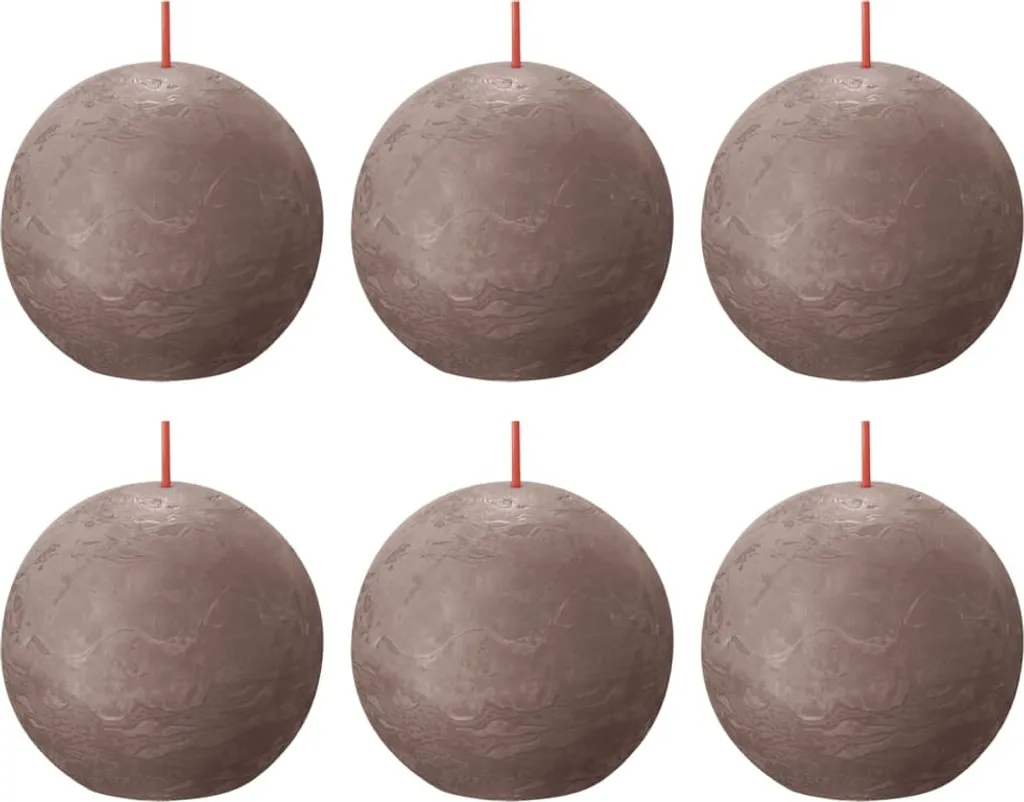 Bougies Sphériques Rustiques 76x71 mm Taupe avec Longue Durée de Vie
