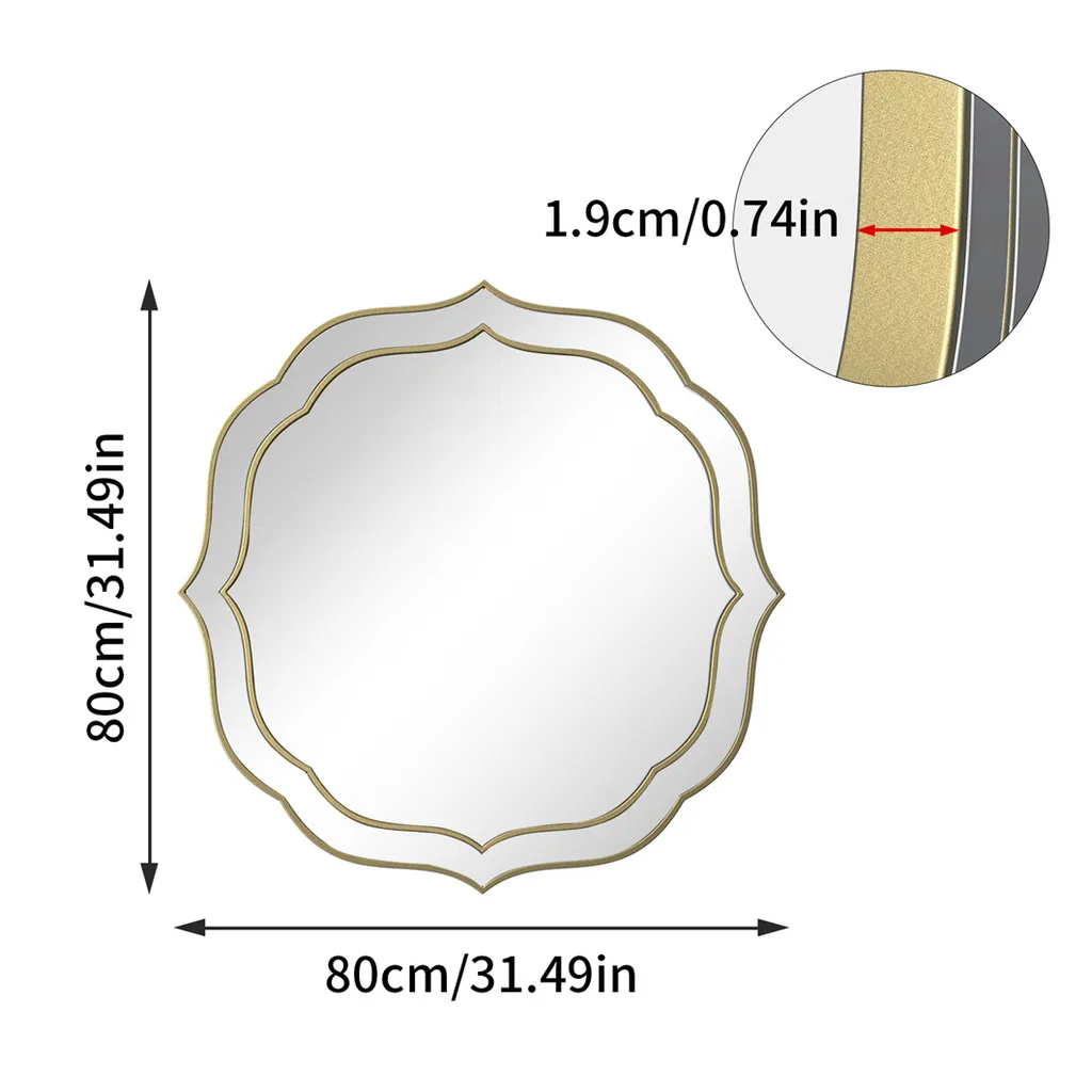 Miroir Irrégulier Design sans Cadre 80cm - Grand Miroir Mural Décoratif