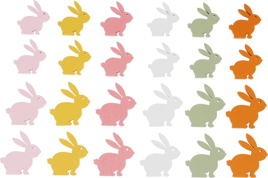 VBS Streuteile Florence 24 Stück Deko Holzblumen Bastelbedarf 3 bis 5 cm Hase