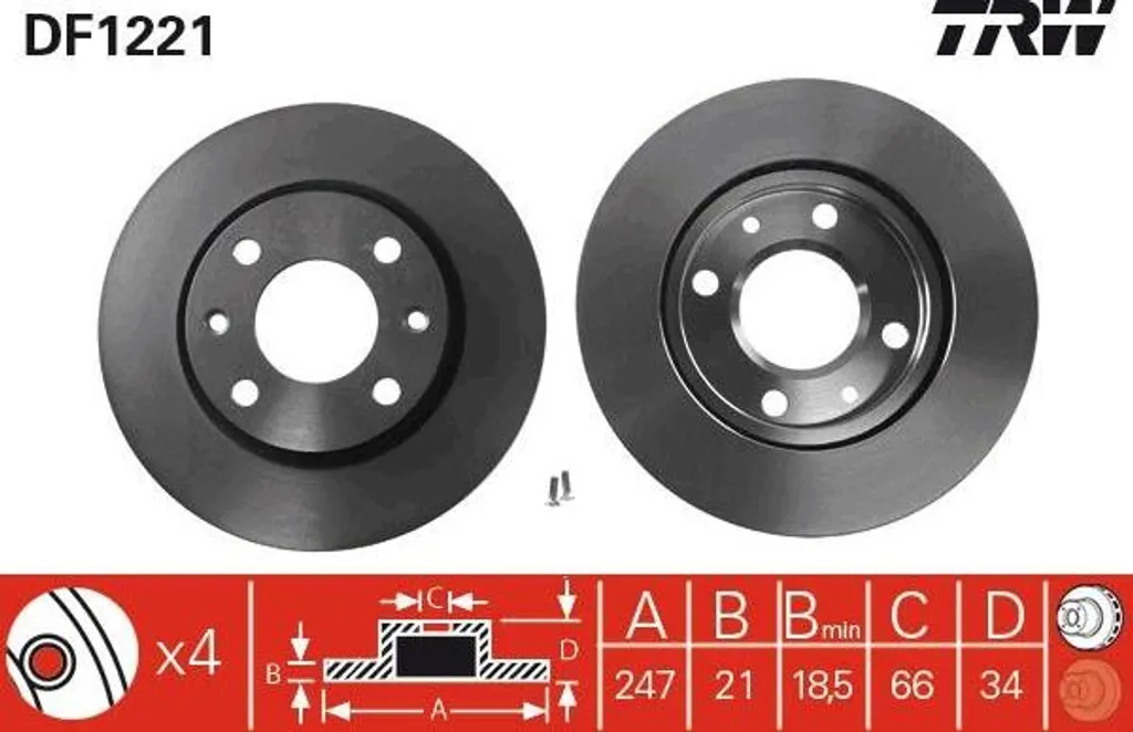 Disque de Frein Haute Résistance TRW DF1221 - Protection et Sécurité Pro