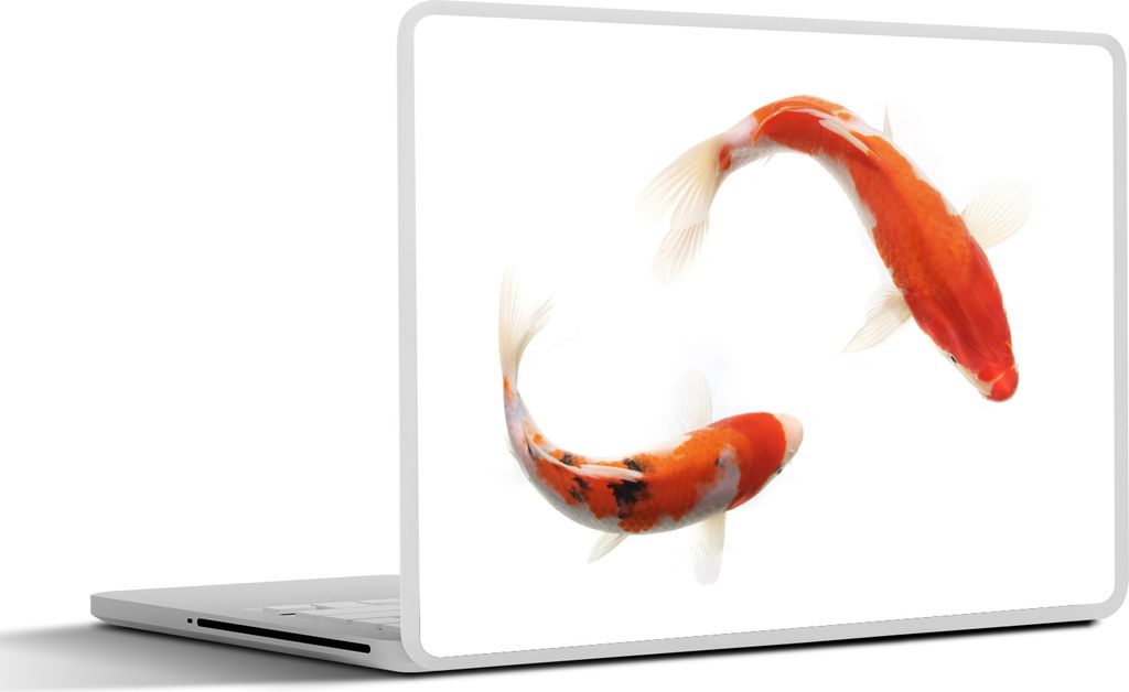 MuchoWow Laptop Aufkleber Sticker Cover Koi-Karpfen vor einem weißen Hintergrund 40x30 cm - Laptop Dekoration - Selbstklebend