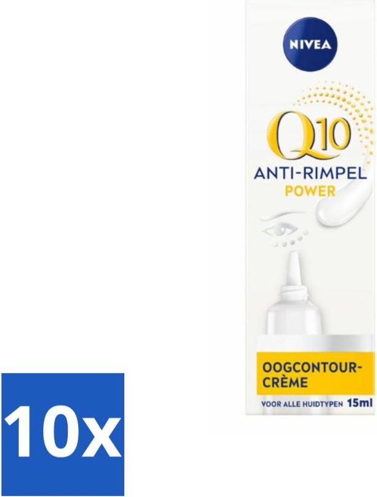 NIVEA - Augencreme - Q10 POWER - Gegen Augenringe & Fältchen - Für jeden Hauttyp - Mit Q10 & Kreatin - 15 ml - Vorteilspack - 10 Stücke