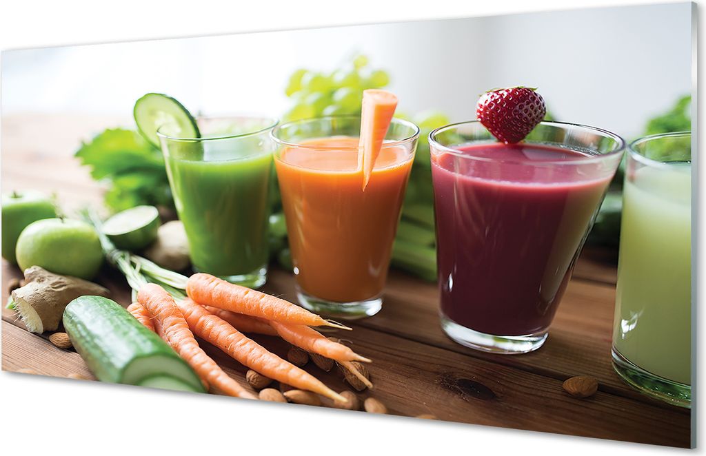 Glasbilder 140x70 Wandkunst Gemüsecocktails