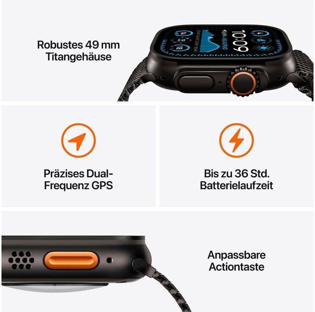 Apple Watch Ultra 2 (2024) Titanový černý náramek Ocean Obrázek produktu 4