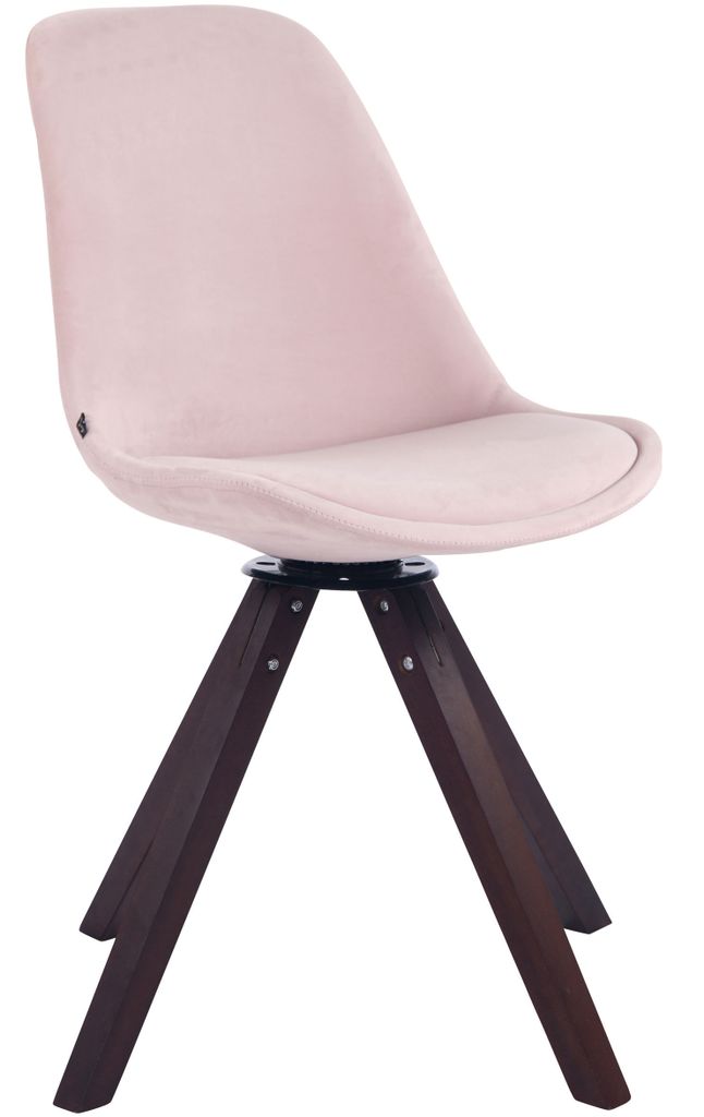 CLP Esszimmerstuhl Troyes Samt Square drehbarer und mit eckigen Holzbeinen pink Gestell Farbe walnuss