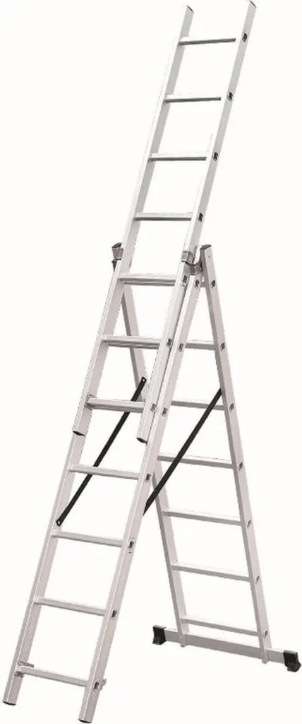 Échelle aluminium 3 plans 8 échelons 5,09m - Capacité de charge 150kg