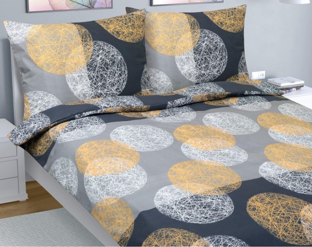 Doppelbettbezug aus Baumwolle - 1pc 220x200, 70x90 - orange,grau