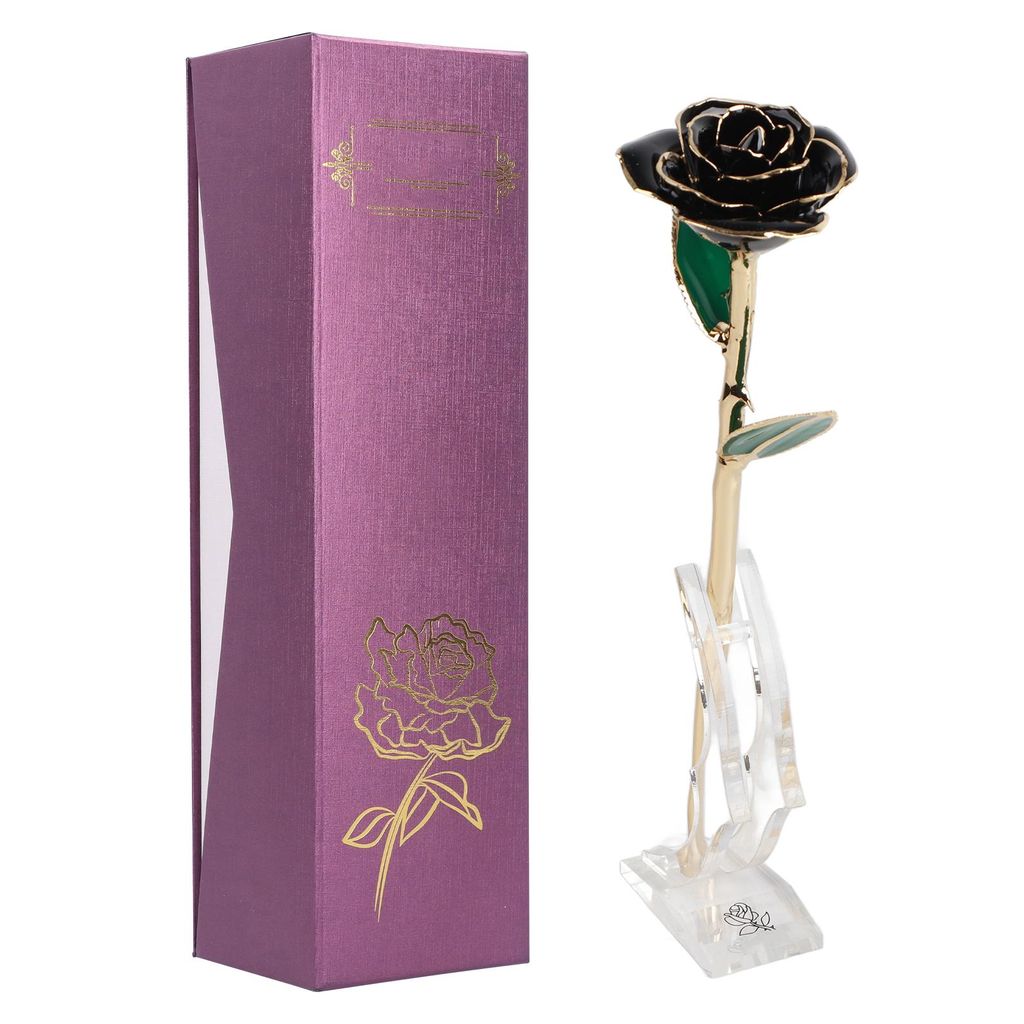 24K Goldene Rose, Schwarze Proteinharz-Basis, Geschenk für Valentinstag, Geburtstag