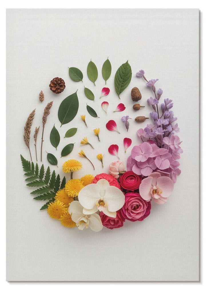 POSTER - 59x84 cm (A1) - Punkt Widzenia - Eine farbenfrohe Komposition aus Blumen und Blättern in Harmonie - Wandbild für Wohnzimmer Schlafzimmer...