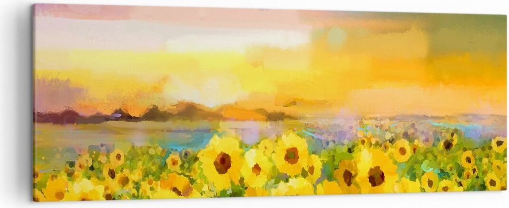 Bild auf Leinwand - Leinwandbild - Sonnenblumen Blume - 140x50cm - Wand Bild - Wanddeko - Leinwanddruck - Bilder - Kunstdruck - Wanddekoration - Le...