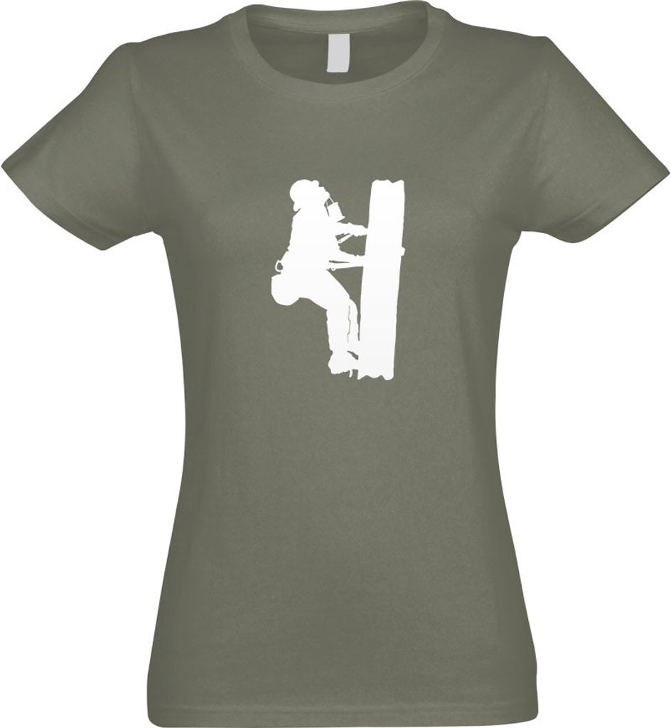 Kiwistar - T-Shirt tailliert - Damen - Olive - Netzmonteure Motiv 1 - Elektriker - mit Motiv Bedruckt - Funshirt Design - Sport - Freizeit - Damen ...