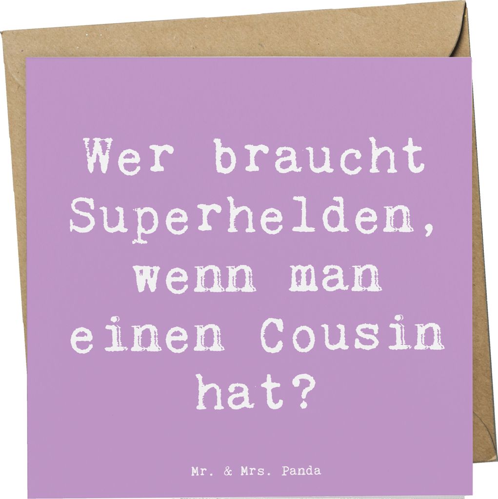 Mr. & Mrs. Panda Grußkarte Spruch Cousin Held - Lavendeltraum - Geschenk, Klappkarte, Verwandtschaft, Unterstützung, doppelkarte, Lächeln, Freud...