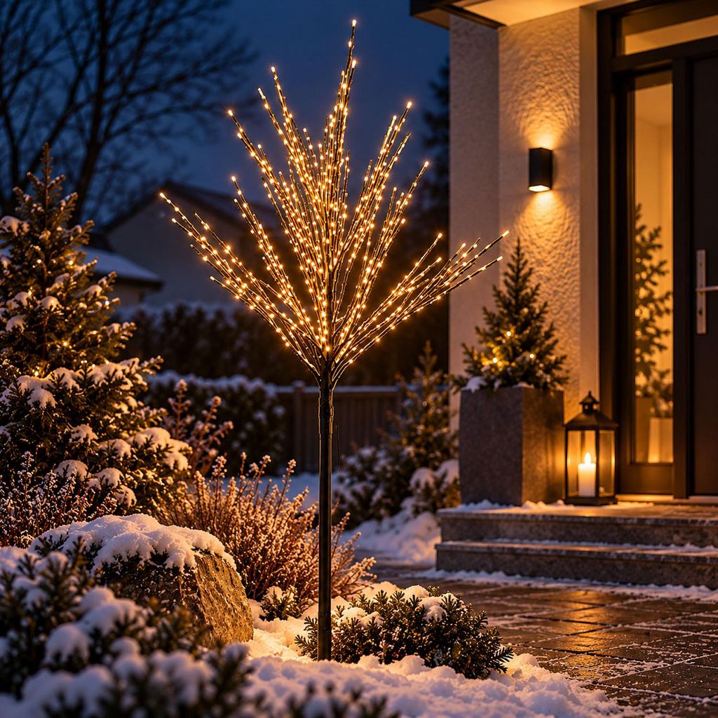LED Baum 150cm 450 LEDs warmweiß Timer batteriebetrieben IP44
