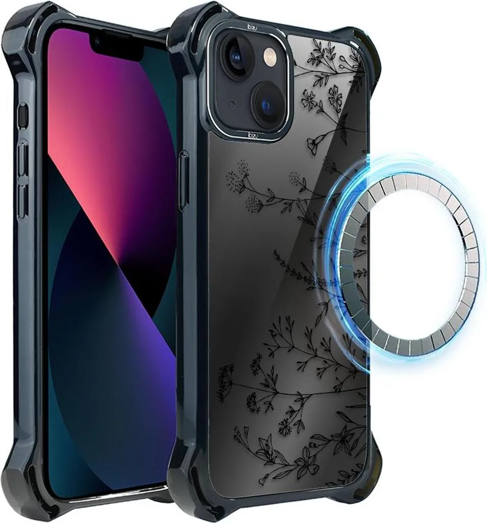 Coque iPhone 13 IBIZU DropGuard Ultra MagSafe Minuit Souffle de Fleurs