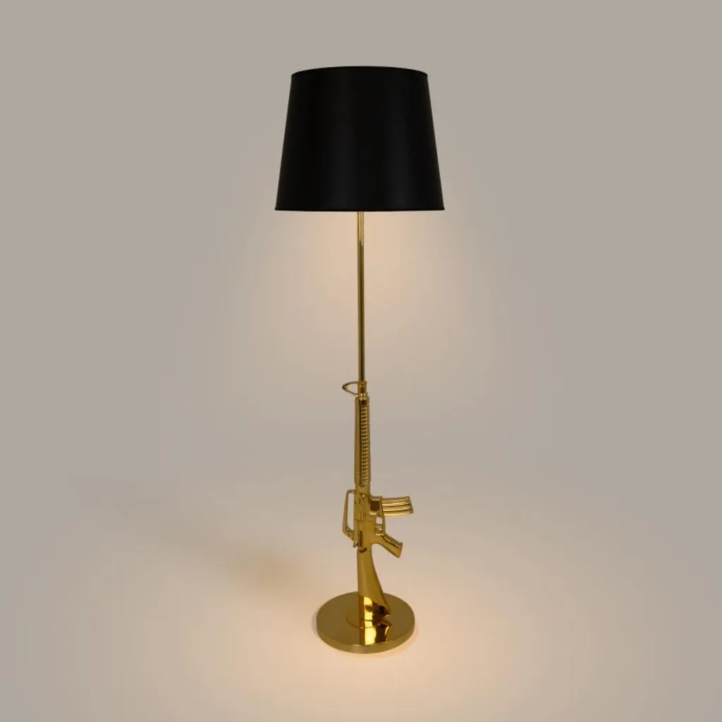 Lampadaire doré et argenté M16 en métal moderne hauteur XXL 168 cm