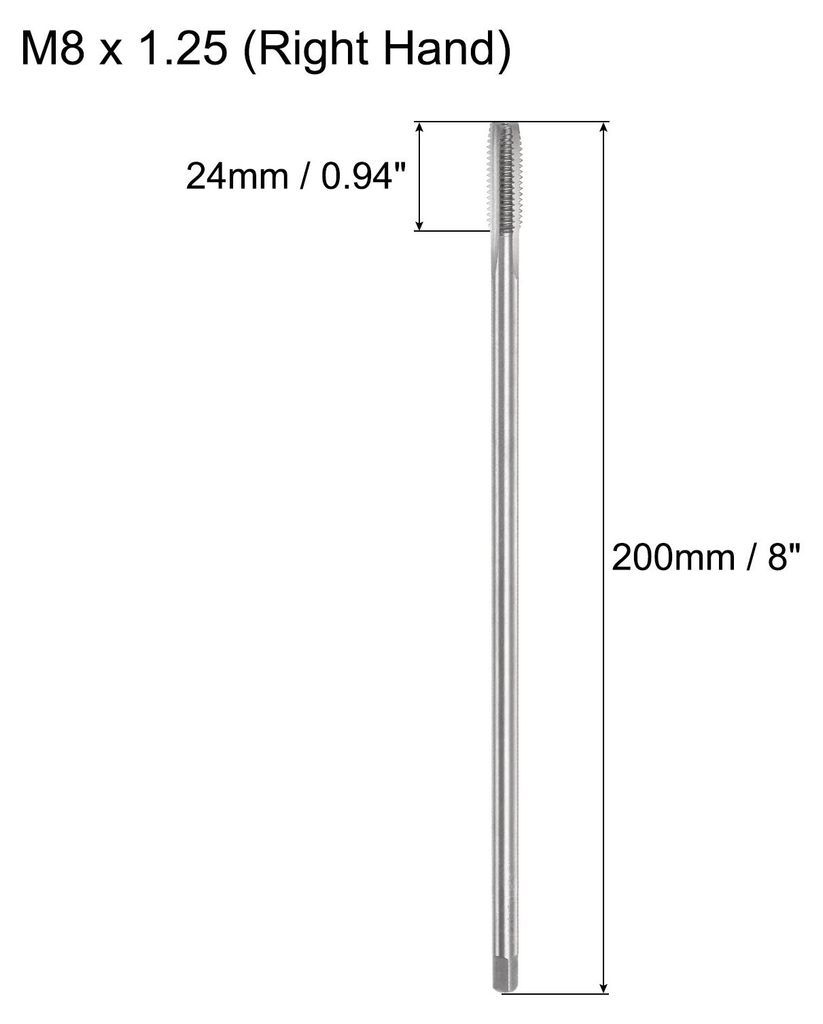 Metrische Gewindebohrer M8 x 1.25 H2 200mm Extra langer gerader Fl?ten-Gewindeschneidmaschinen-Gewindebohrer Gewindeschneid-Reparaturwerkzeug