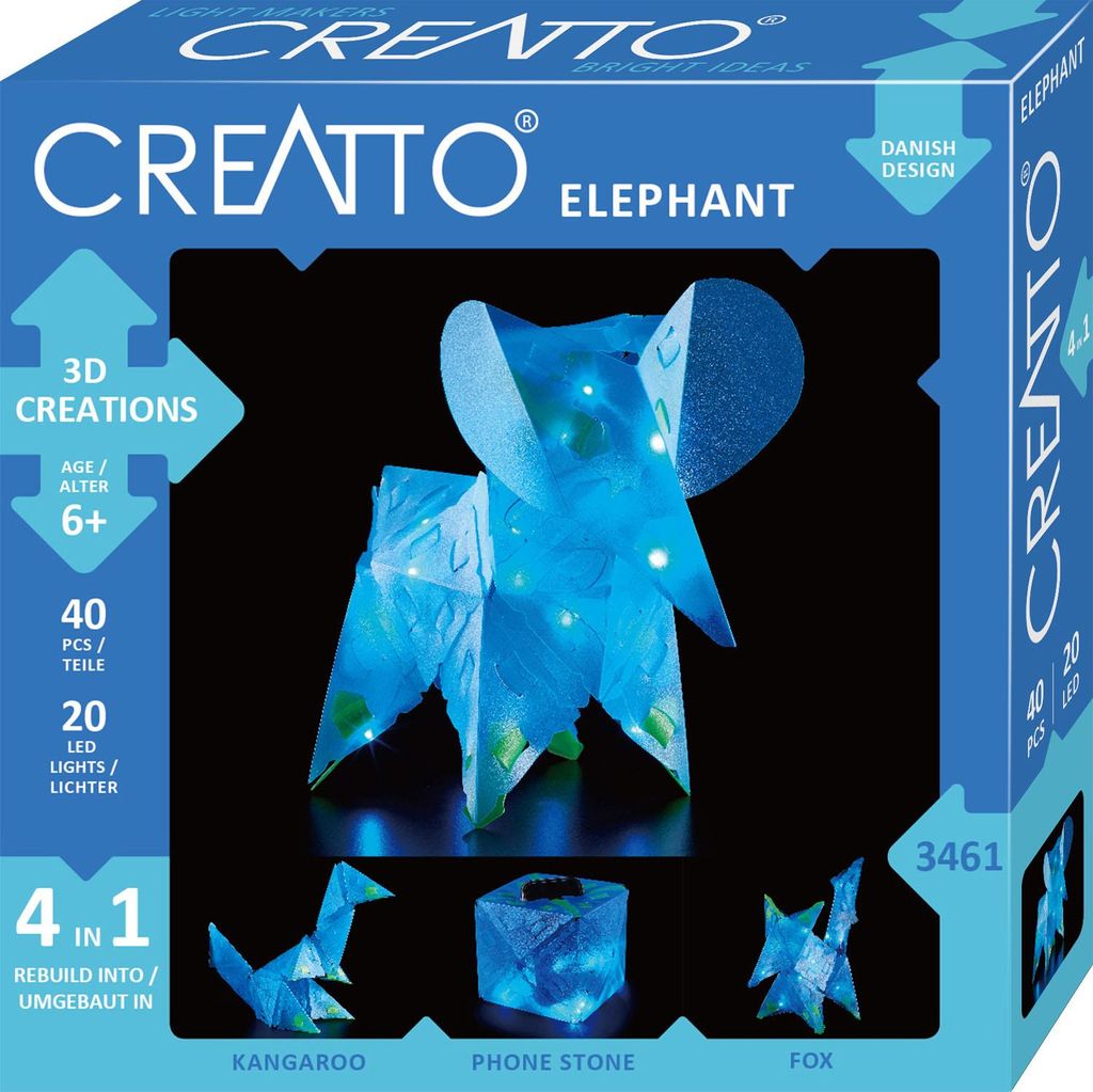KOSMOS Creatto Elefant, Bastelset, 3D-Puzzle, Nachtlicht, Produktbild 