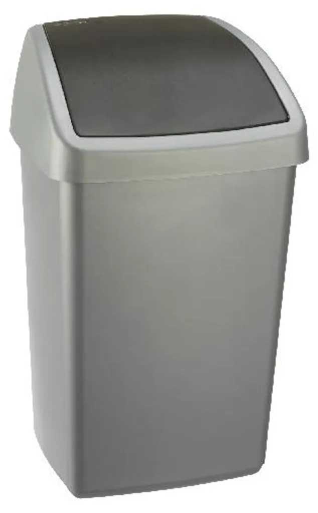 Poubelle Anti-Odeurs 50L Sunware avec Couvercle Basculant Gris Argent
