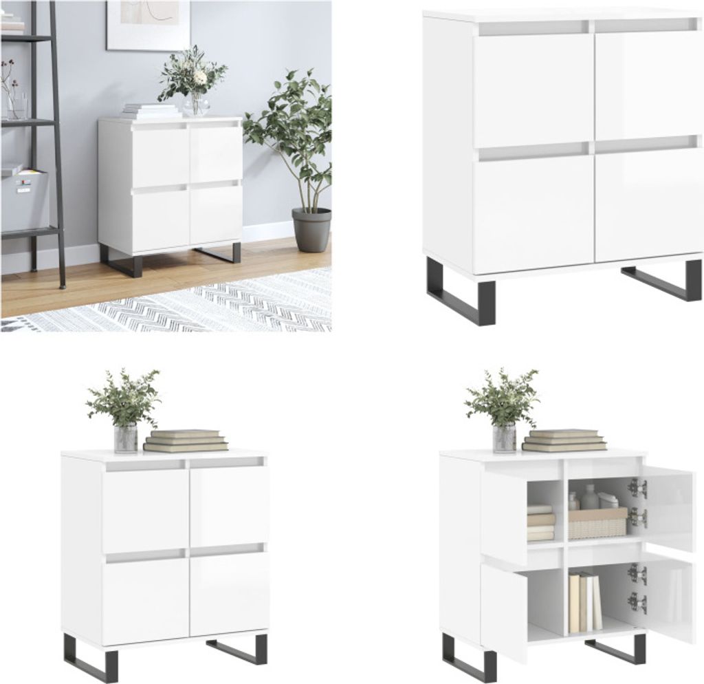 vidaXL Sideboard Hochglanz Weiß 60x35x70 cm Holzwerkstoff - Sideboard - Sideboards - Kommode - Anrichte