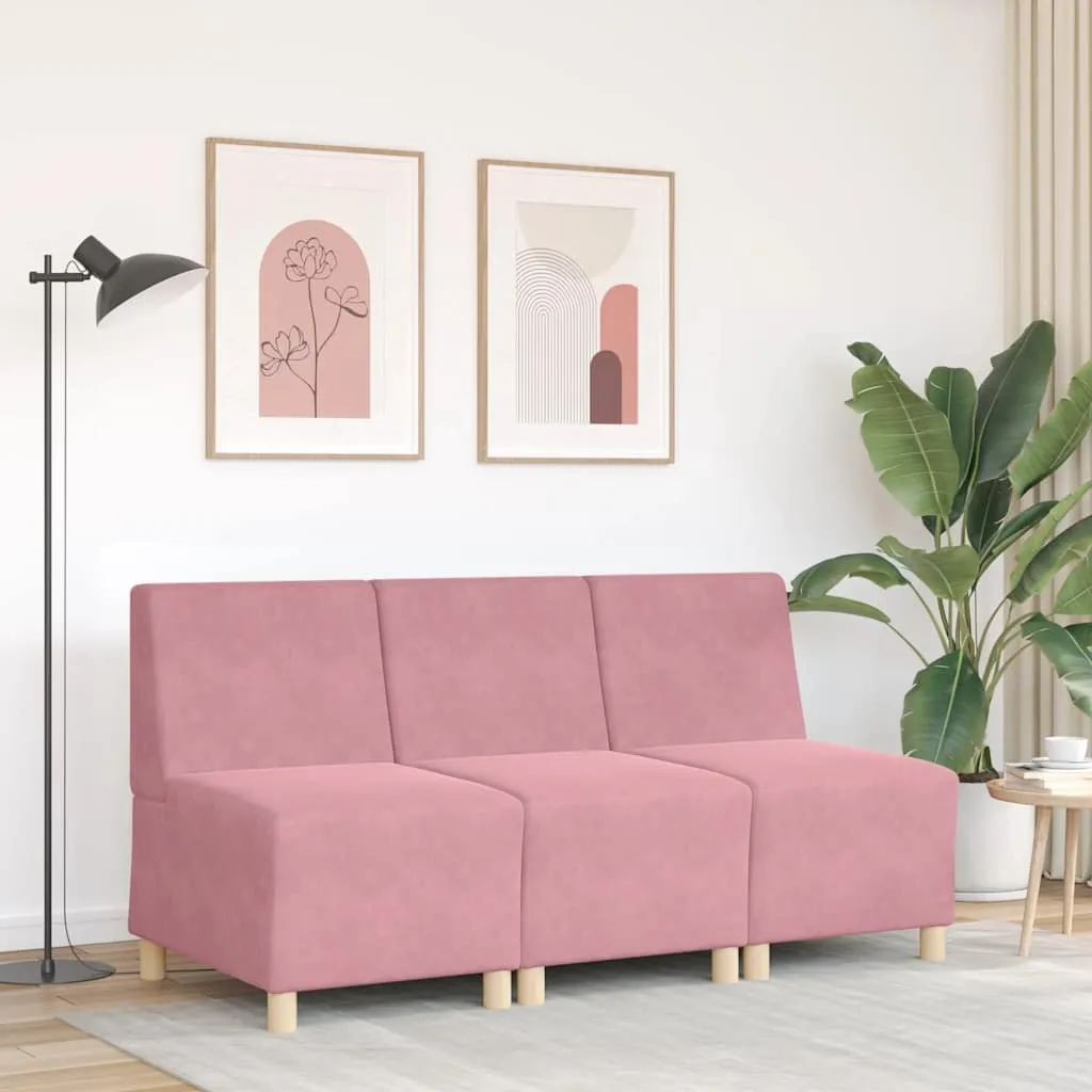 Modulo Divano Velluto Rosa 55 cm | Arredo Modulare Senza Braccioli - 3