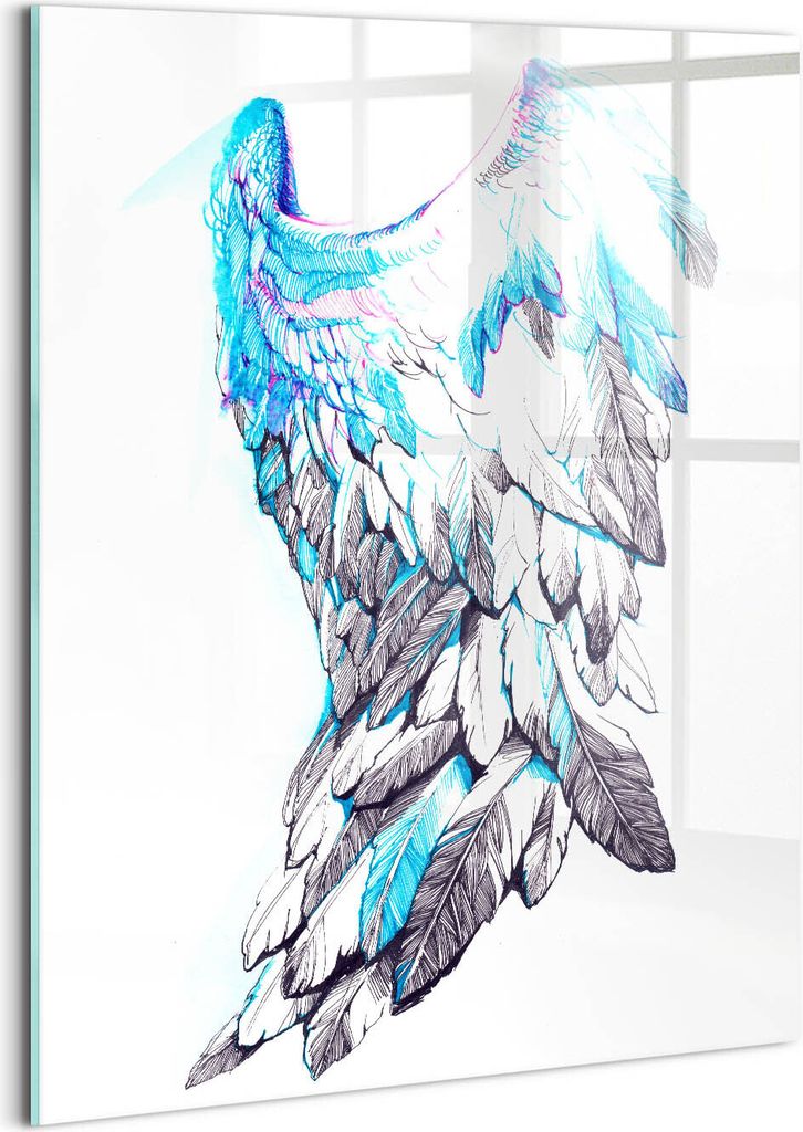 Designer Glasbild - Wandbild - Glas Bild - 60x80 cm - Nachahmung Von Vogelflügeln
