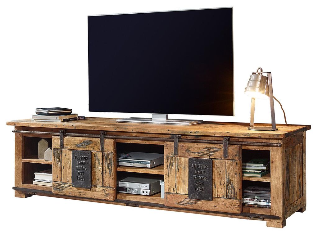 home24 Tv-Lowboard - Mango Massiv / Eisen - Mango / Schwarz
